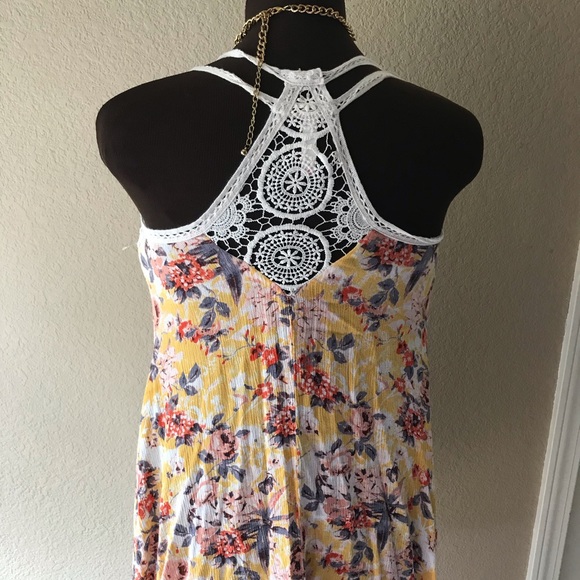 Xhiliration Floral Crochet Boho Dress Size S - Picture 7 of 8